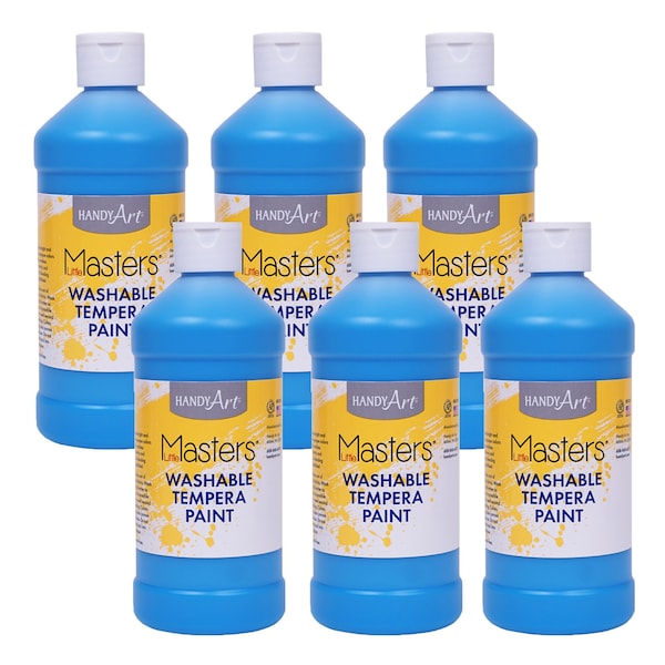 Little Masters Washable Tempera Paint, Light Blue, 16 oz., 6PK